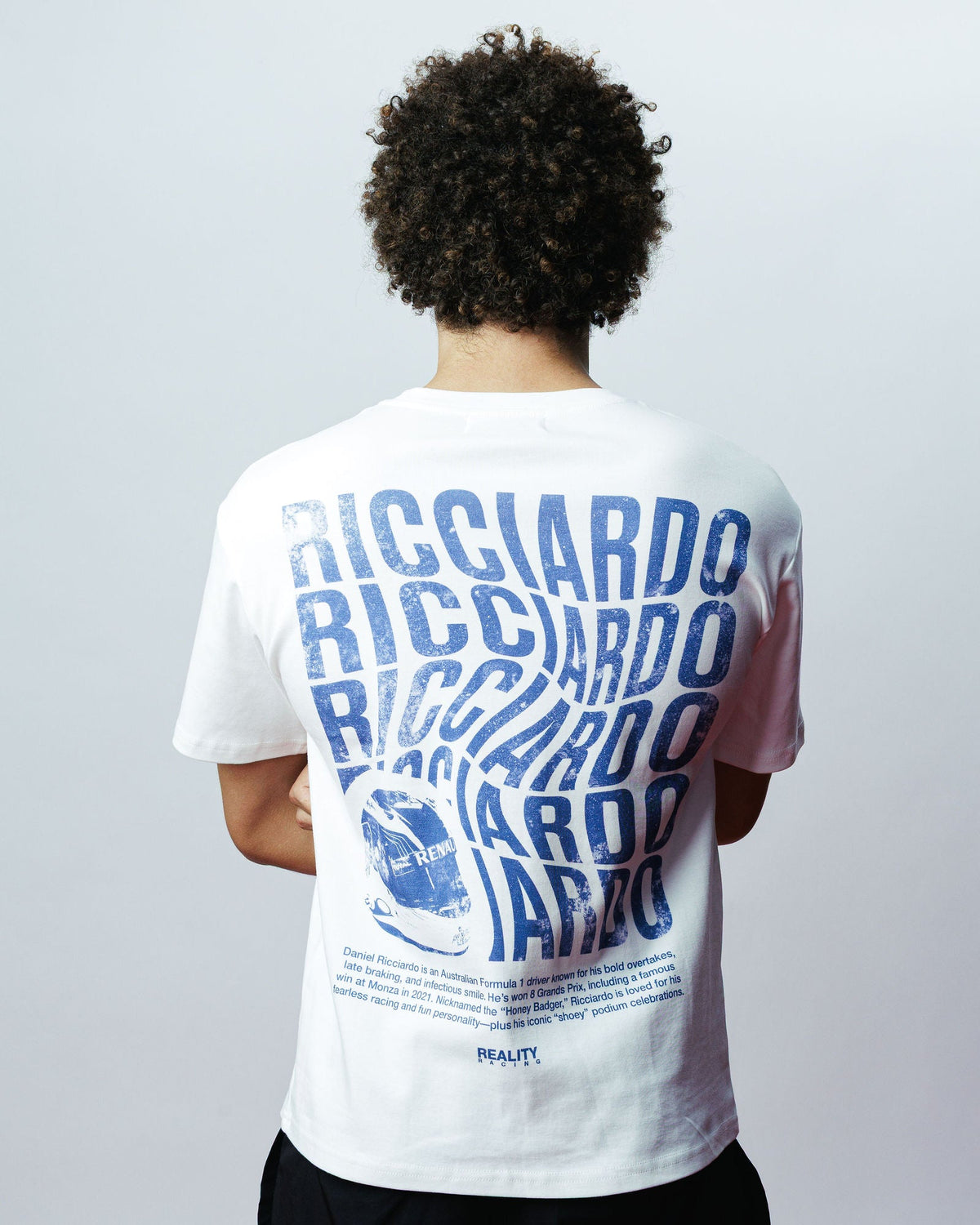 Ricciardo Swirl Tee, on model