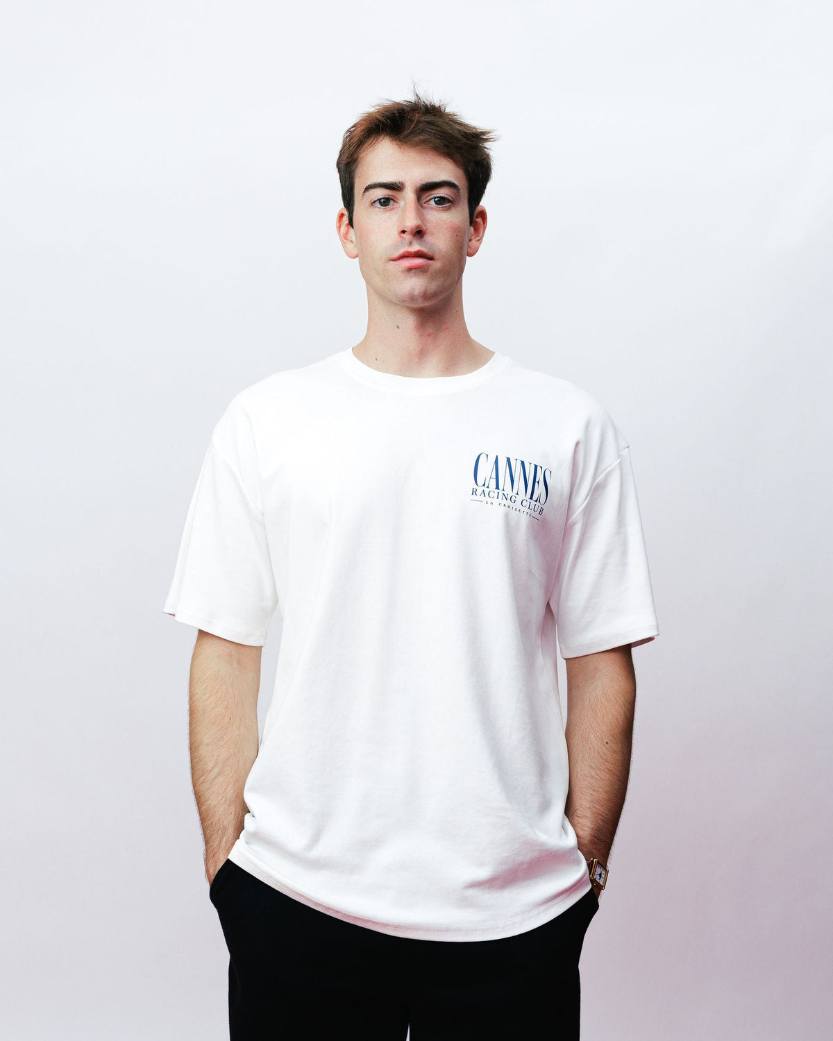 Cannes Racing Club Tee, on model