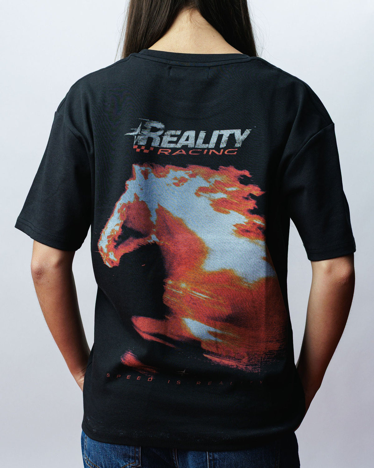 Reality Firehorse Tee, on model