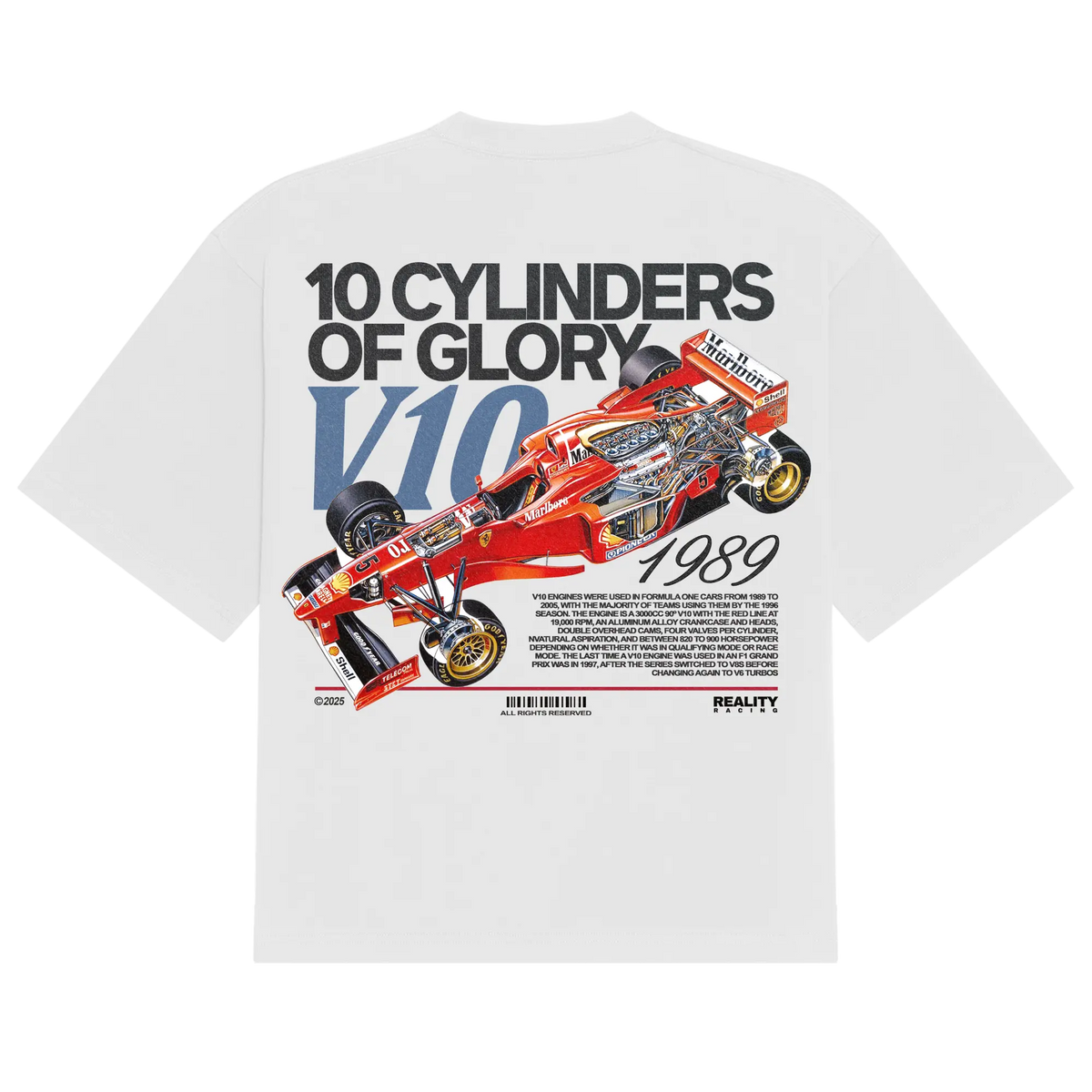 10 Cylinders of Glory Tee Reality Racing