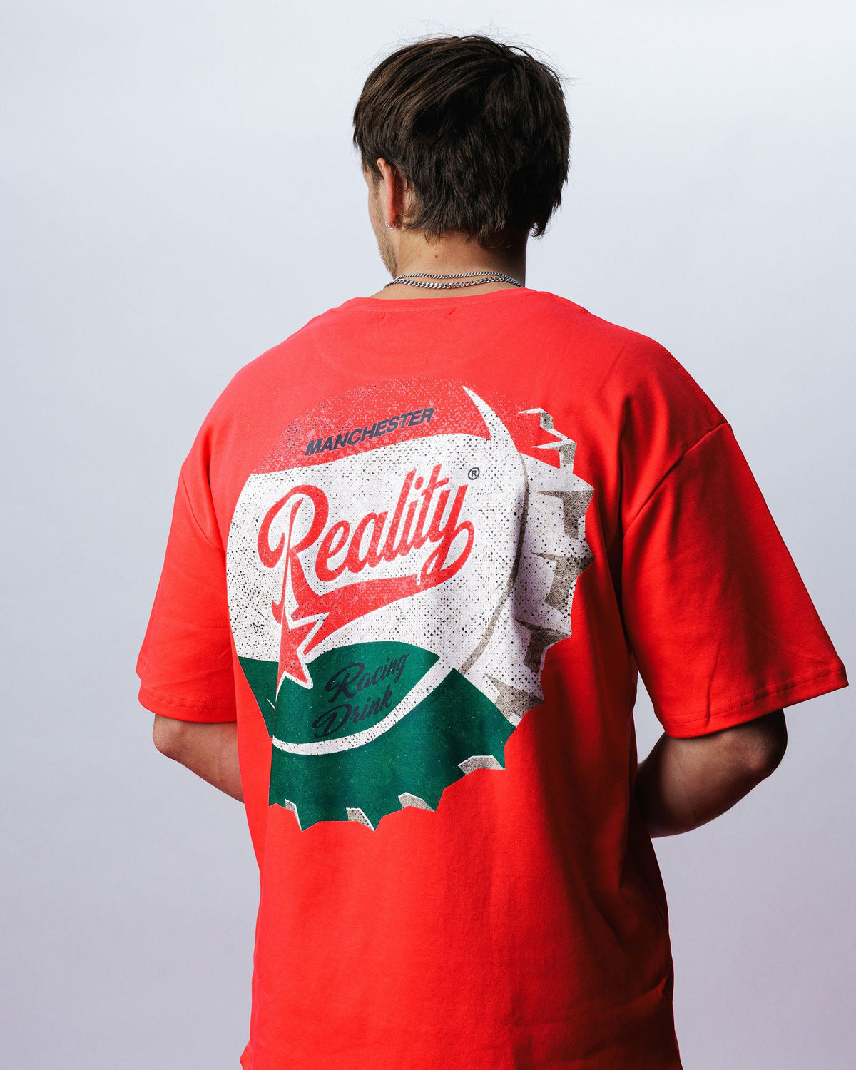 Reality Bottle Cap Tee, on model