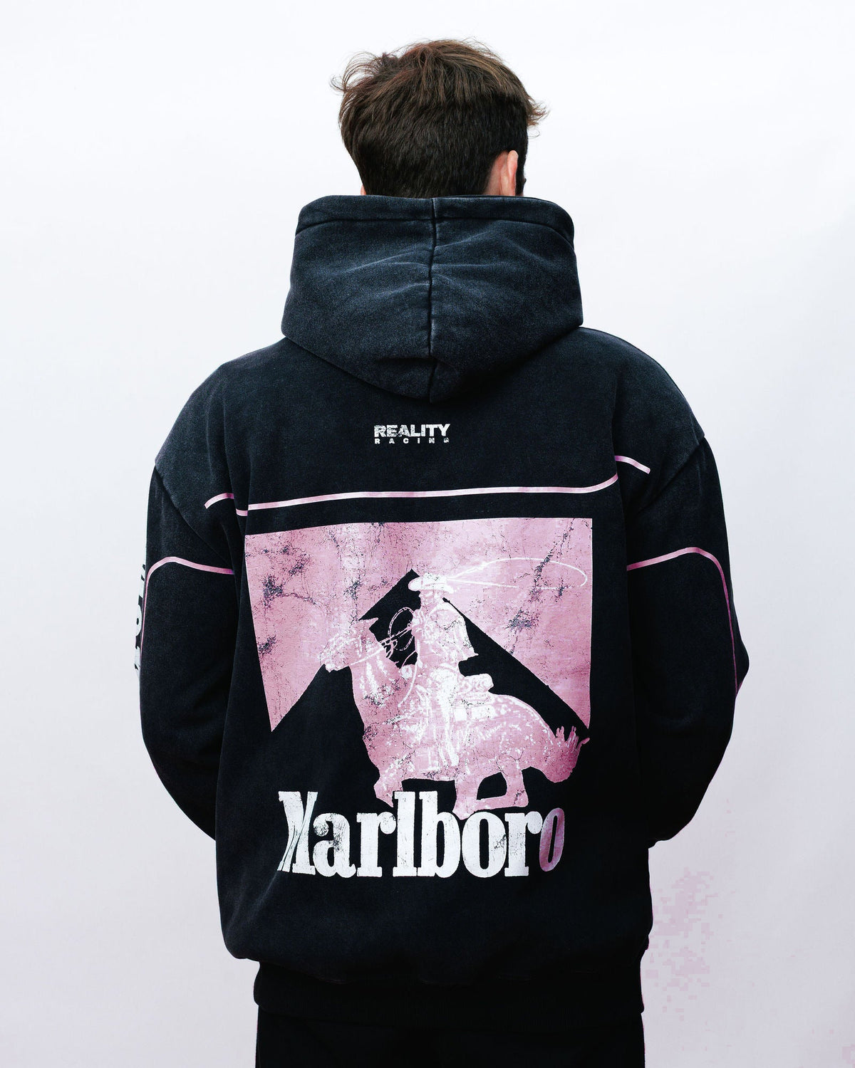 Pink Livery Hoodie, on model