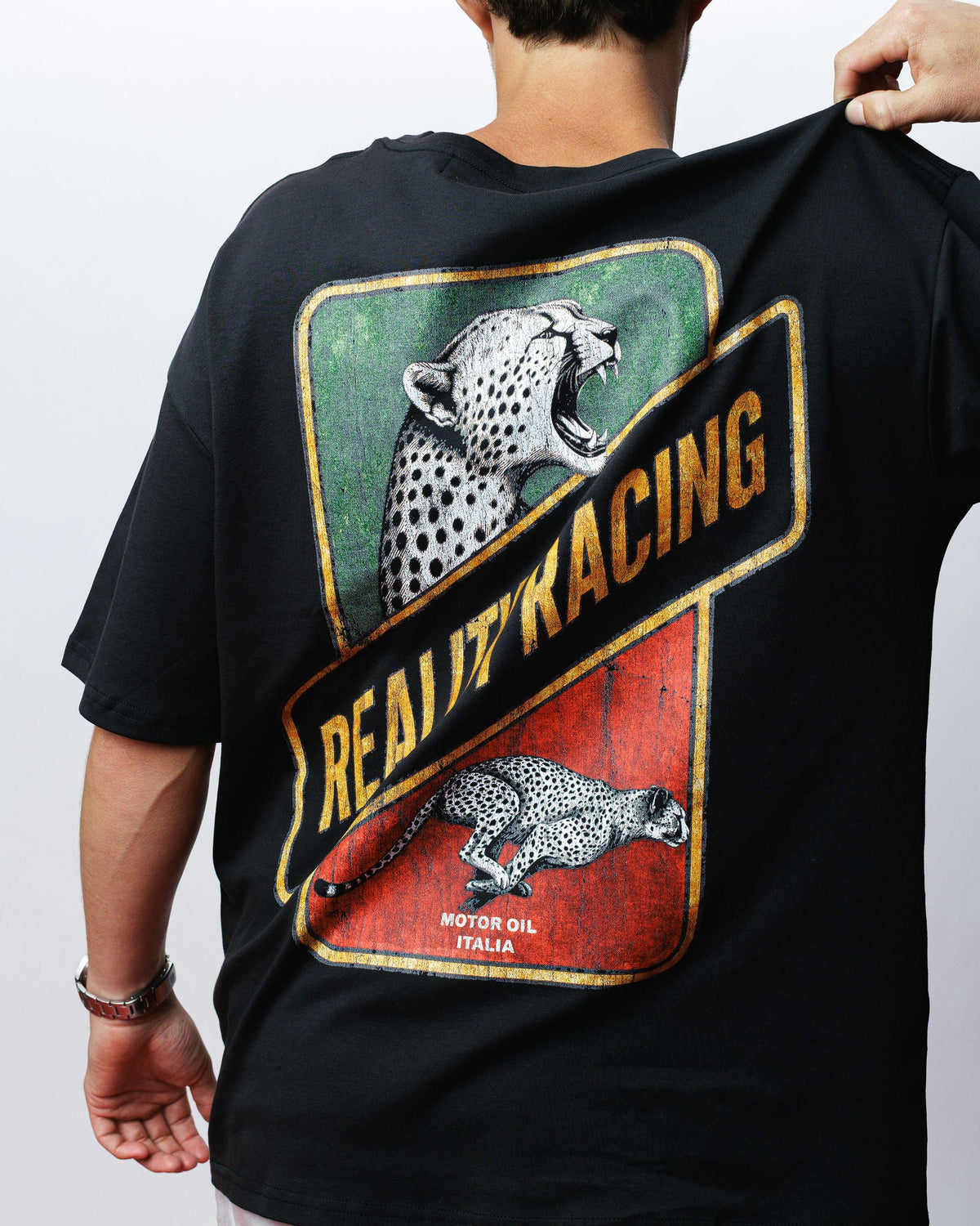 Cheetah Oil Tee, on model