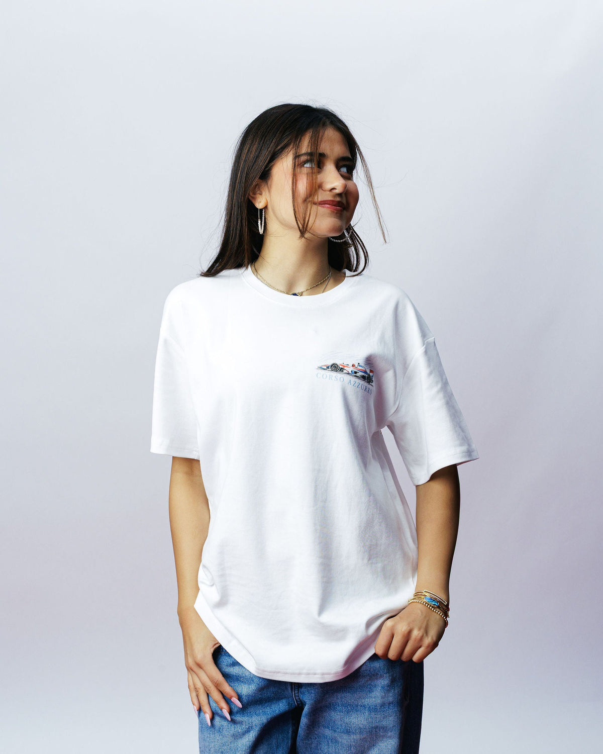 Corso Azzurro Tee, on model