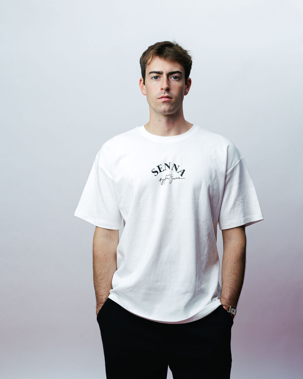 Senna Helmet Tee, on model