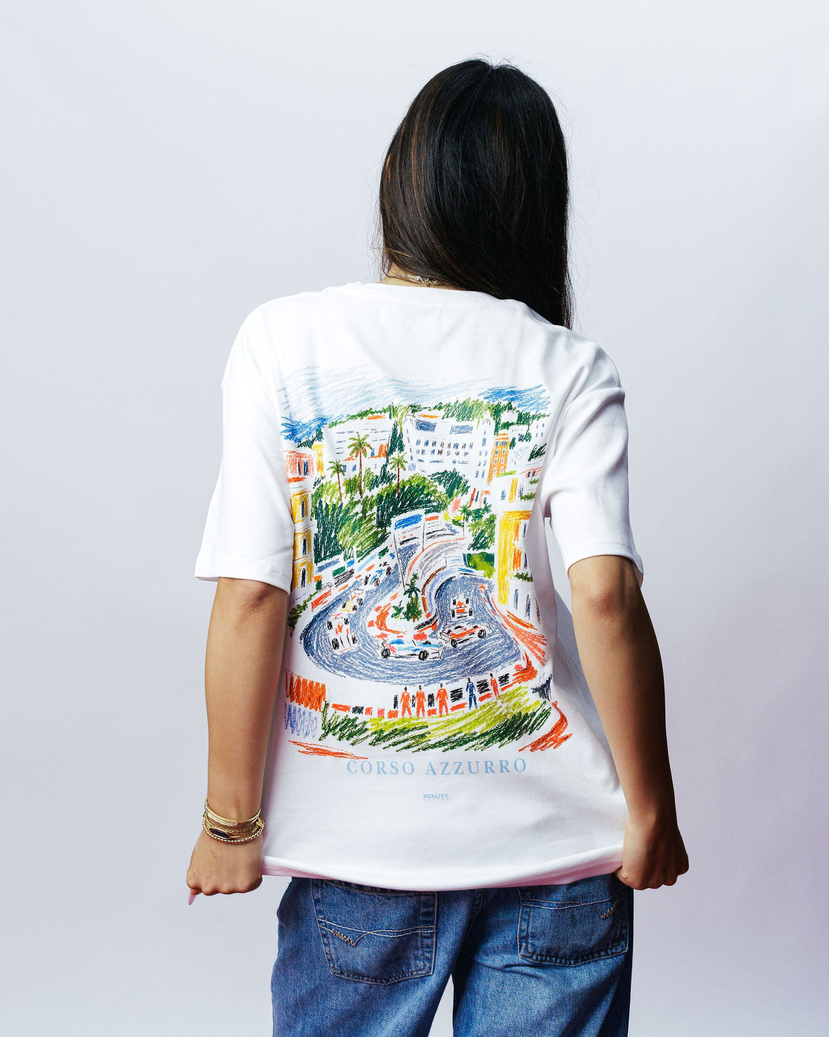 Corso Azzurro Tee, on model