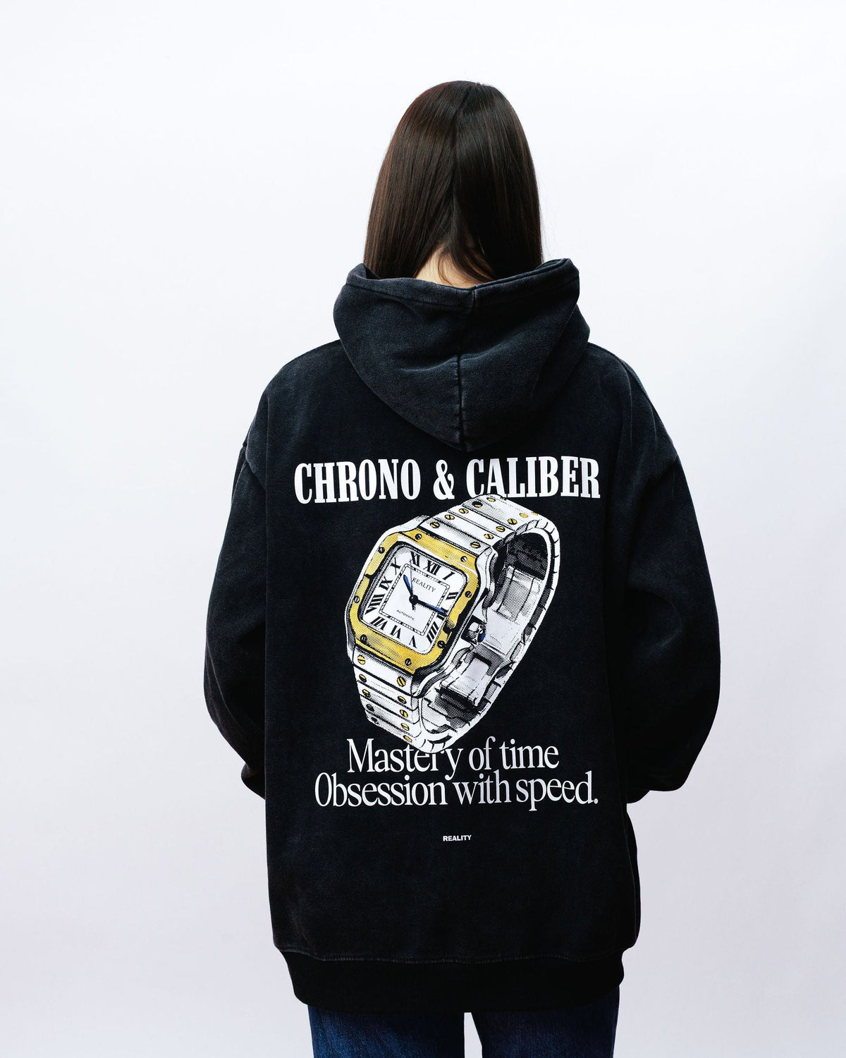 Chrono & Caliber Hoodie, on model