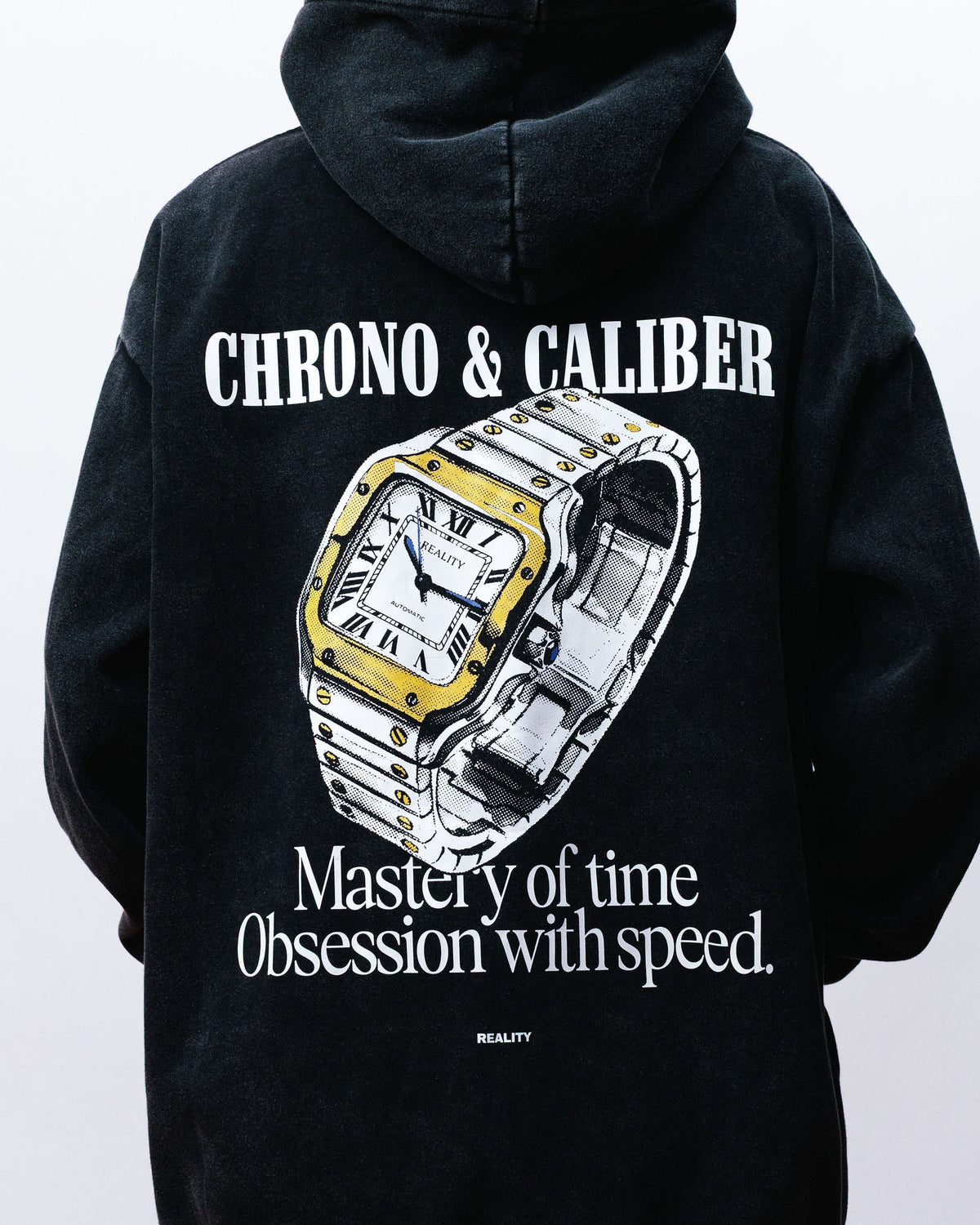 Chrono & Caliber Hoodie, on model