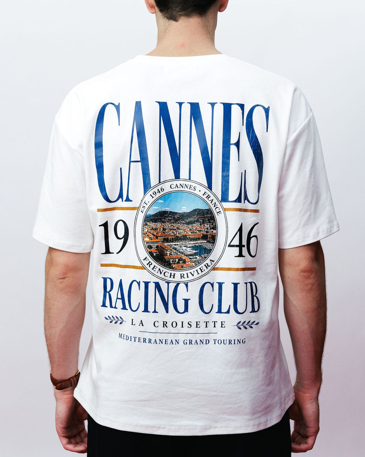 Cannes Racing Club Tee, on model
