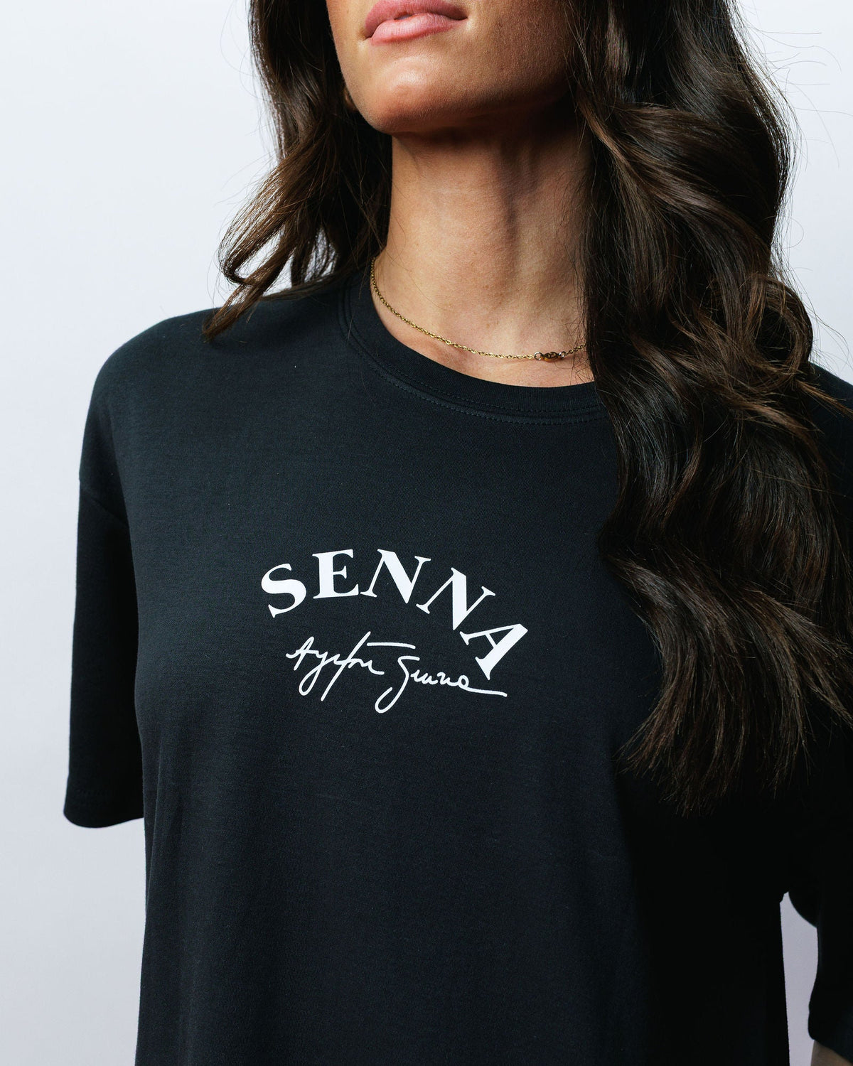 Senna Helmet Tee, on model