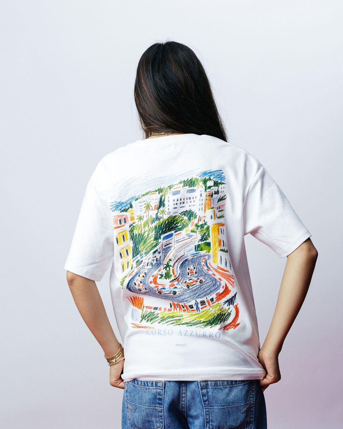 Corso Azzurro Tee, on model