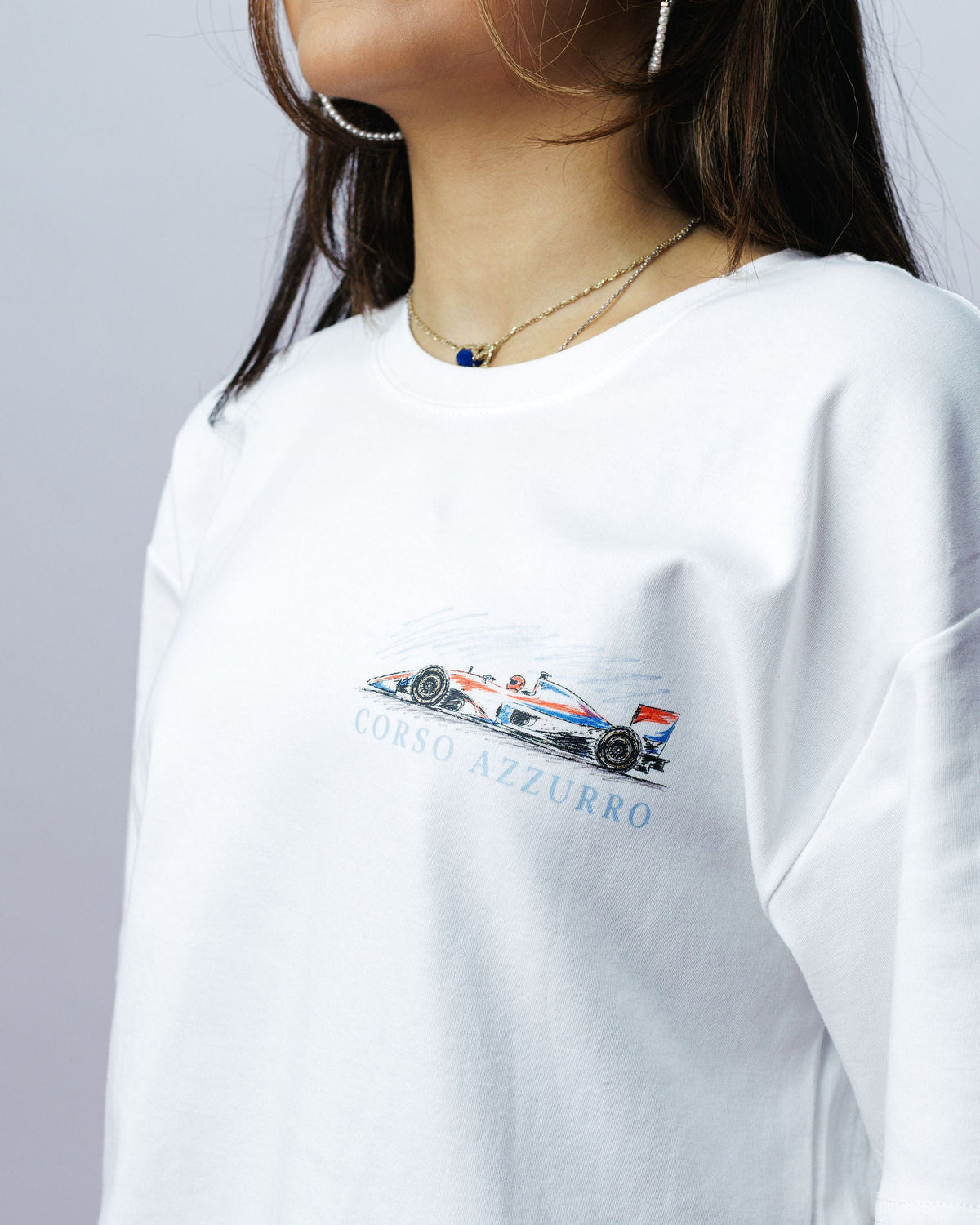 Corso Azzurro Tee, on model