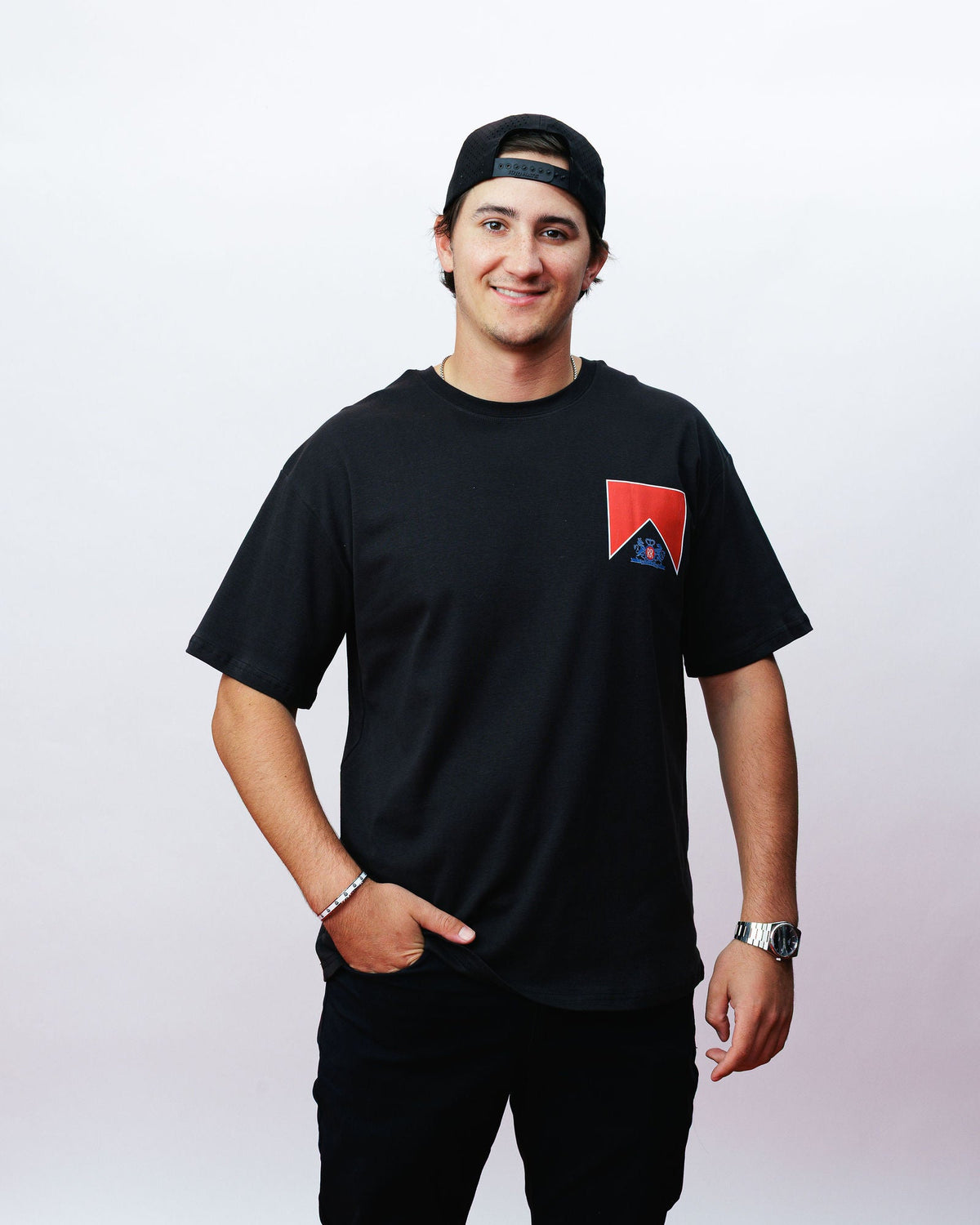 Gentlemans Grid Tee, on model