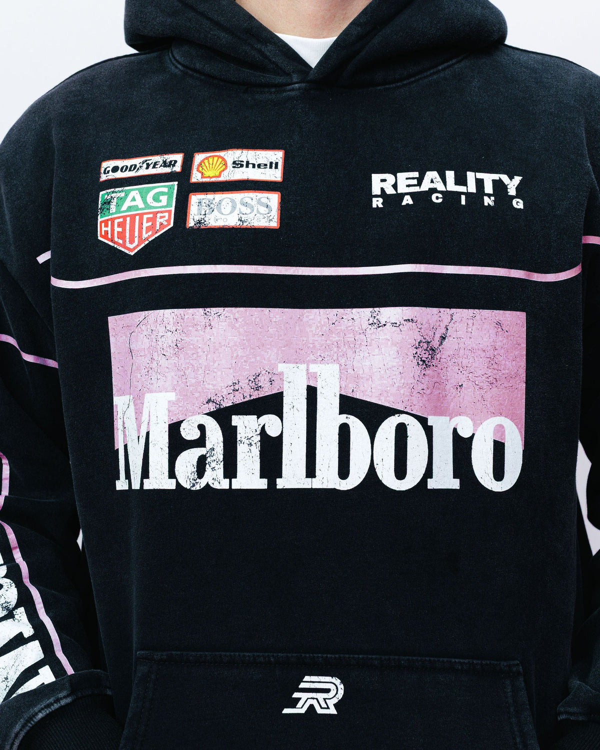 Pink Livery Hoodie, on model