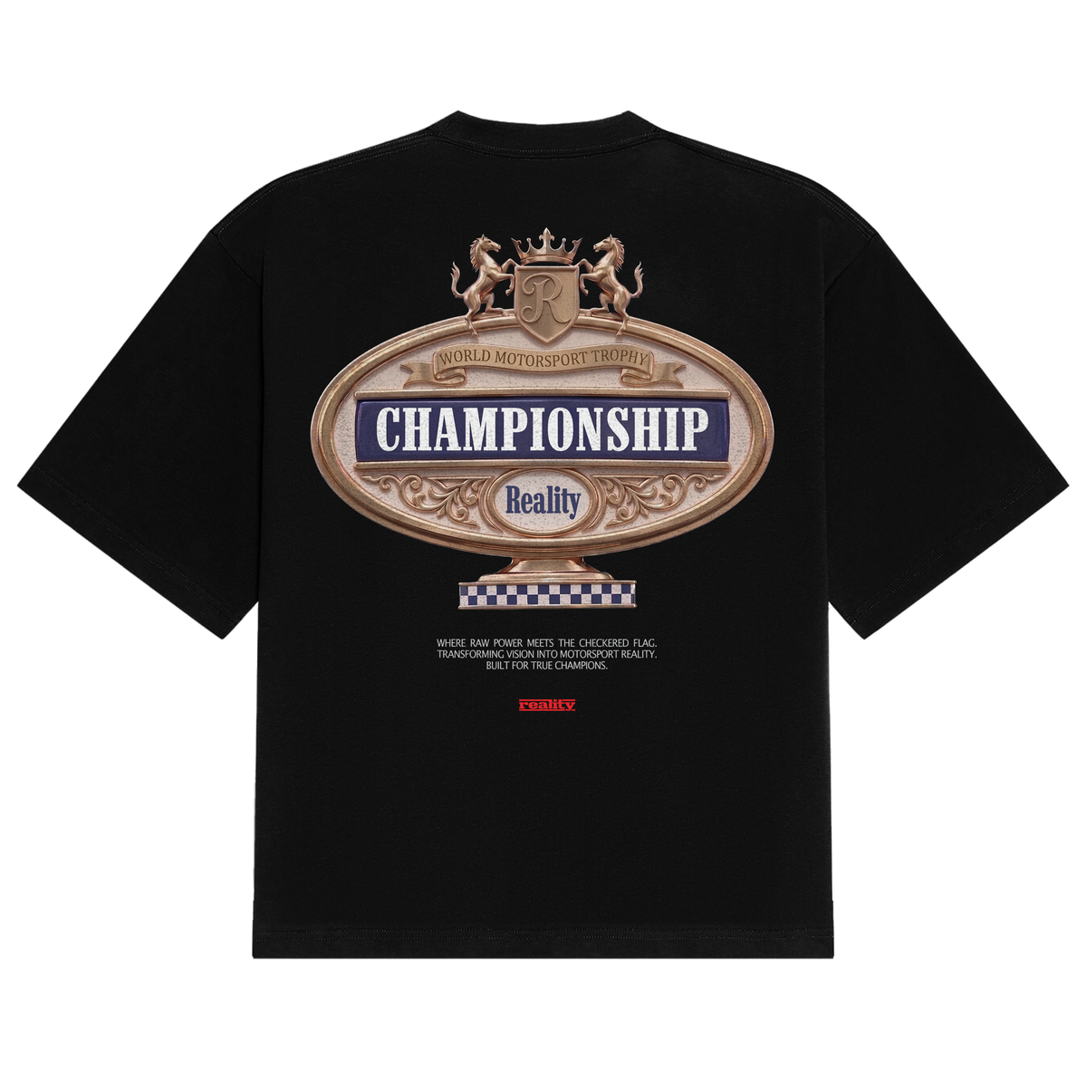 Reality Trophy Tee, Black, front