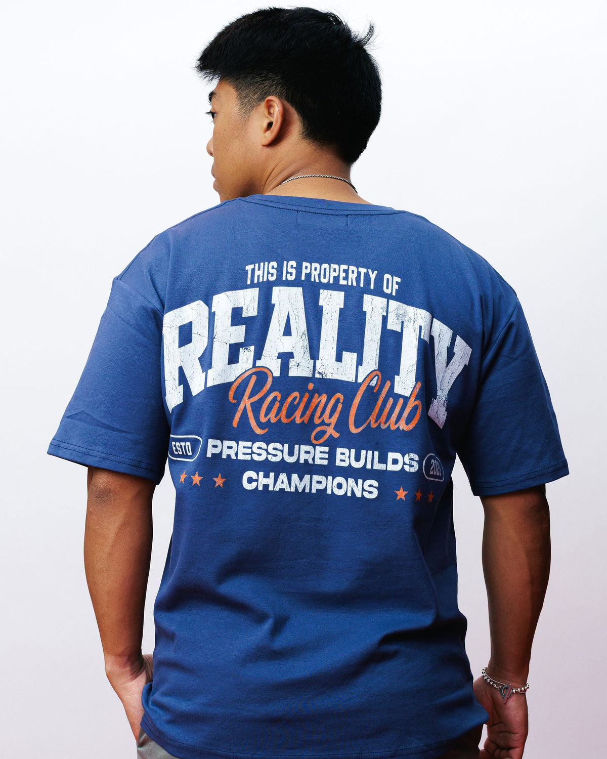 Reality Racing Club Champions Tee, on model